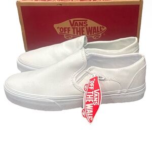 New authentic Vans signature designer white canvas sneakers sz womans 10 display